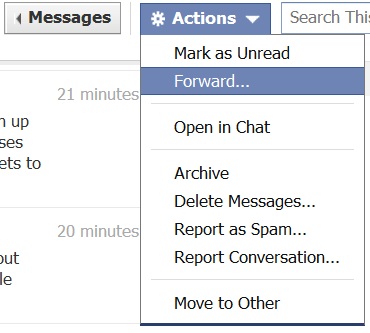 facebook message forwarding