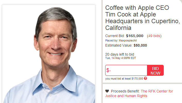 Tim Cook is Auctioning a Coffee and Chat With Him at Apple HQ for Charity