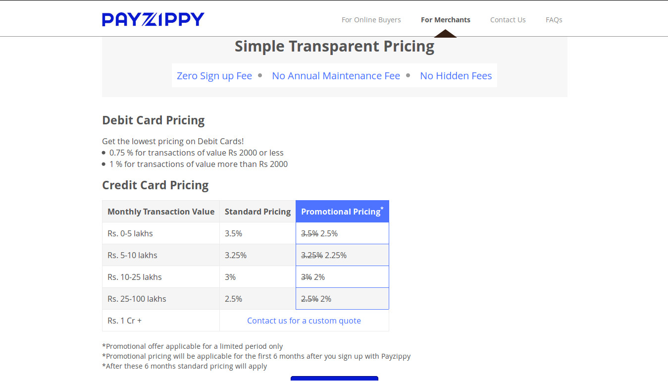 payzippy transaction pricing