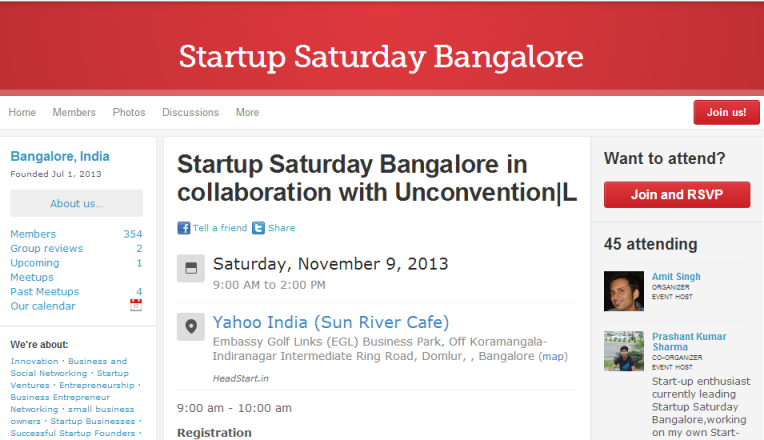 Startup Saturday Bangalore collaborates with Unconvention|L for Nov Event