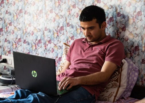 Indian man working from home